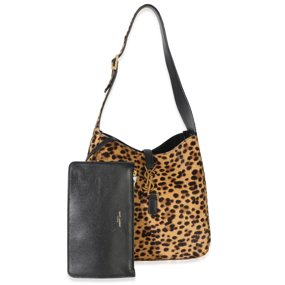 Saint Laurent Brown Pony Hair Nappa Leopard Print Small Le 5 A 7 Soft Hobo